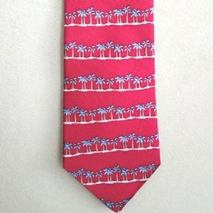 Tommy Hilfiger Red Silk Tie Blue Palm Trees